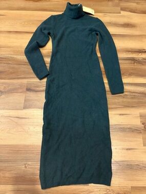 Aritzia Atlantic Hush Knit Turtleneck Long Knit Dress Scarab